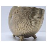Larger Vintage Solid Brass Tri-Legged Nautilus Shell Bowl