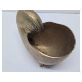 Larger Vintage Solid Brass Tri-Legged Nautilus Shell Bowl