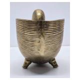 Larger Vintage Solid Brass Tri-Legged Nautilus Shell Bowl