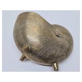 Larger Vintage Solid Brass Tri-Legged Nautilus Shell Bowl