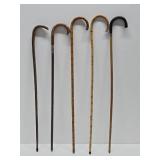 Lot of 5 Vintage Bamboo etc Canes