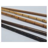 Lot of 5 Vintage Bamboo etc Canes