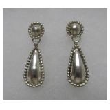 Pair of Signed Vintage Native American / Southwestern Sterling Silver Earrings - Signed "NEZ"