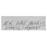 Small 14K & Opal Matching Pendant & Earring Set