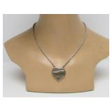 Signed Sterling Silver Hear Pendant Necklace