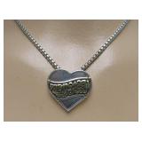 Signed Sterling Silver Hear Pendant Necklace