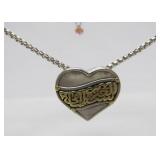 Signed Sterling Silver Hear Pendant Necklace