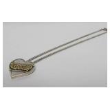 Signed Sterling Silver Hear Pendant Necklace