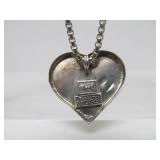 Signed Sterling Silver Hear Pendant Necklace