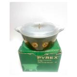 New or Like New Vintage PYREX Avocado Green & Gold Zodiac Casserole Dish Complete in Original Box!