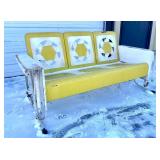 Mid Century Metal Porch Glider Bench - White/Yellow