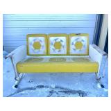 Mid Century Metal Porch Glider Bench - White/Yellow