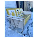 Mid Century Metal Porch Glider Bench - White/Yellow