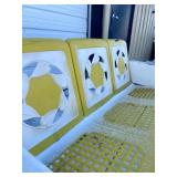 Mid Century Metal Porch Glider Bench - White/Yellow