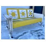 Mid Century Metal Porch Glider Bench - White/Yellow