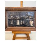 Amazing Mid Century Abstract Oil Painting of the Last Supper Scene - On Stand