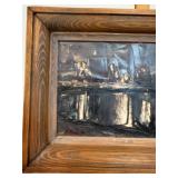 Amazing Mid Century Abstract Oil Painting of the Last Supper Scene - On Stand