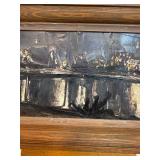 Amazing Mid Century Abstract Oil Painting of the Last Supper Scene - On Stand