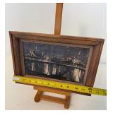 Amazing Mid Century Abstract Oil Painting of the Last Supper Scene - On Stand