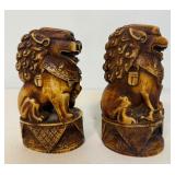 Vintage Faux Ivory Foo Dog Book Ends