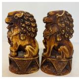 Vintage Faux Ivory Foo Dog Book Ends