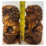Vintage Faux Ivory Foo Dog Book Ends