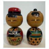 Pair of Vintage MCM Wooden Kokeshi Dolls