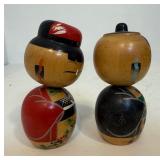 Pair of Vintage MCM Wooden Kokeshi Dolls