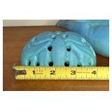 Antique Matte Blue Van Briggle Frog & Conch Shell