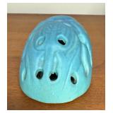 Antique Matte Blue Van Briggle Frog & Conch Shell