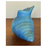 Antique Matte Blue Van Briggle Frog & Conch Shell