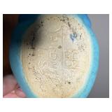 Antique Matte Blue Van Briggle Frog & Conch Shell