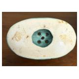 Antique Matte Blue Van Briggle Frog & Conch Shell