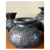 Vintage 3 pc Lot of Dona Rosa Mata Ortiz Flower Motif Vases