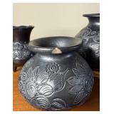 Vintage 3 pc Lot of Dona Rosa Mata Ortiz Flower Motif Vases