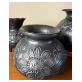 Vintage 3 pc Lot of Dona Rosa Mata Ortiz Flower Motif Vases