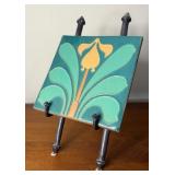 Vintage Arts & Crafts Van Briggle Tile w/Stand
