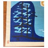 Signed Vintage MCM Art Ogo Tomonosuke Japanese Seascape Print - "Moon"
