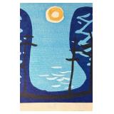 Signed Vintage MCM Art Ogo Tomonosuke Japanese Seascape Print - "Moon"