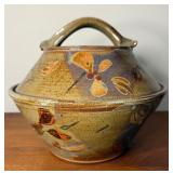 Large Studio Pottery Ceramic Lidded Basket