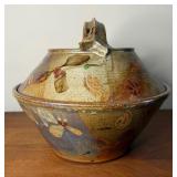 Large Studio Pottery Ceramic Lidded Basket
