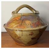 Large Studio Pottery Ceramic Lidded Basket
