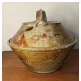 Large Studio Pottery Ceramic Lidded Basket