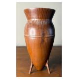 Wonderful Signed Mid Century Modern Teak Footed Vase