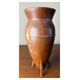 Wonderful Signed Mid Century Modern Teak Footed Vase