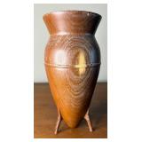 Wonderful Signed Mid Century Modern Teak Footed Vase