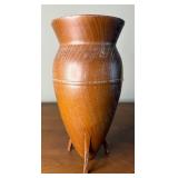 Wonderful Signed Mid Century Modern Teak Footed Vase