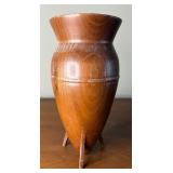Wonderful Signed Mid Century Modern Teak Footed Vase