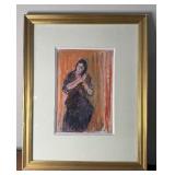 Framed Signed Mid Century Original Portrait Painting on Board
