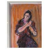 Framed Signed Mid Century Original Portrait Painting on Board